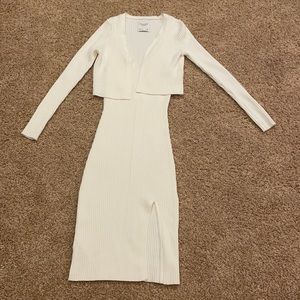 Cream sweater dress set